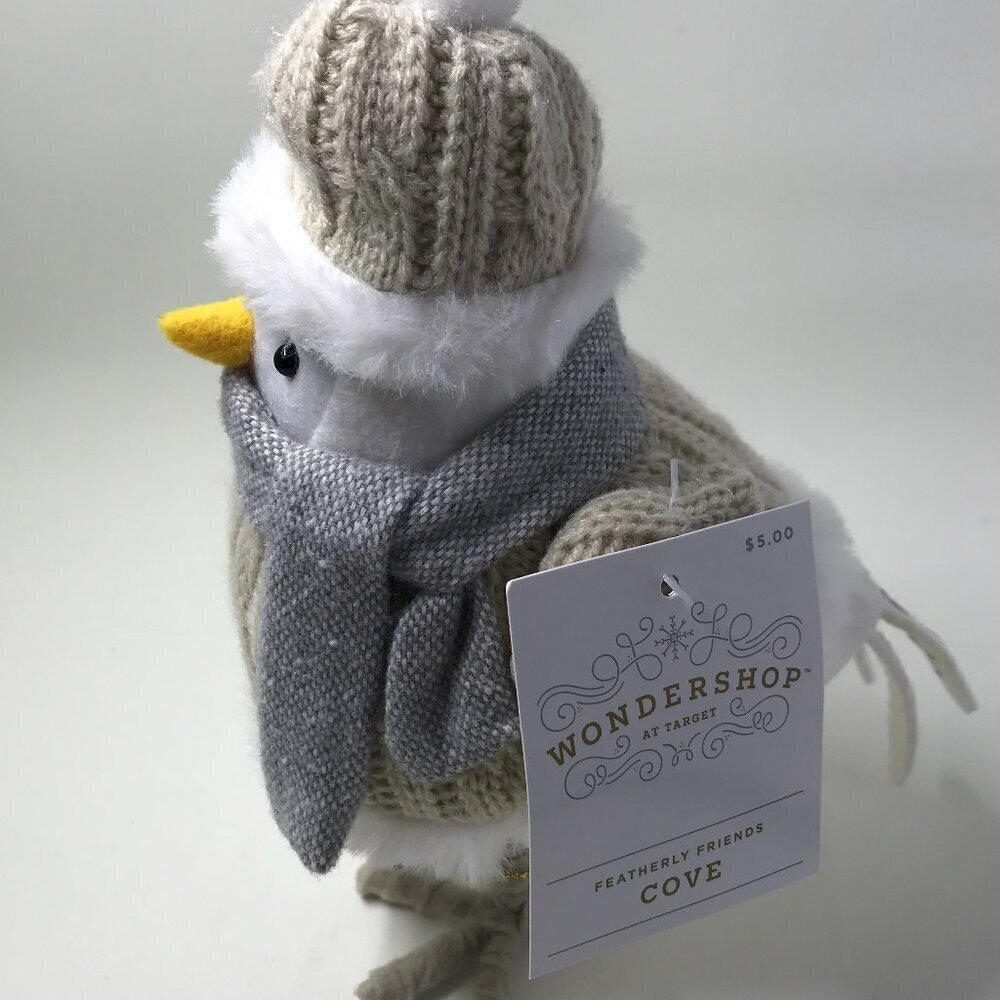 NWT Target Wondershop Featherly Friends Fabric Bird "COVE" with knit hat - Picture 2 of 10